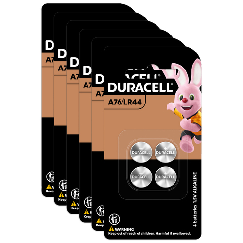 6x 4pc Duracell Specialty LR44 Alkaline Button Battery Pack Single Use