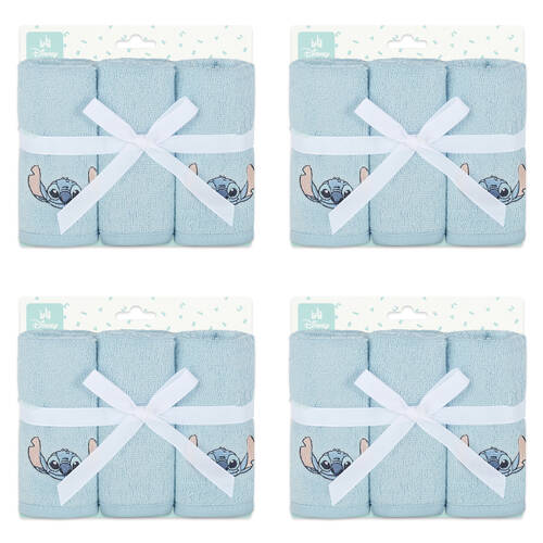 12pc Disney Stitch Baby/Kids Cotton Washers/Washcloth 25x25cm