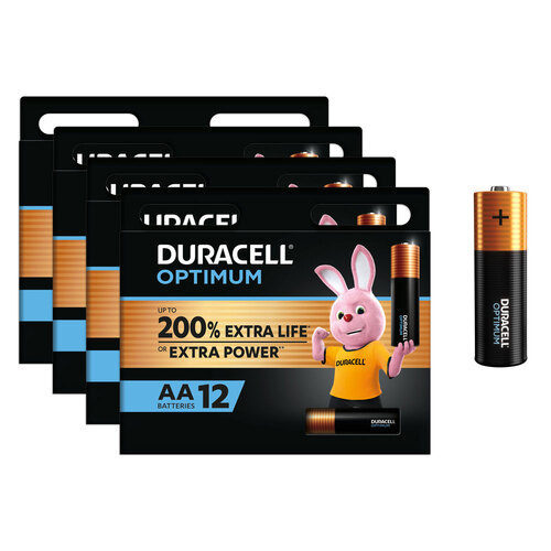 8x 8pc Duracell Optimum Alkaline AA Battery Pack Single Use