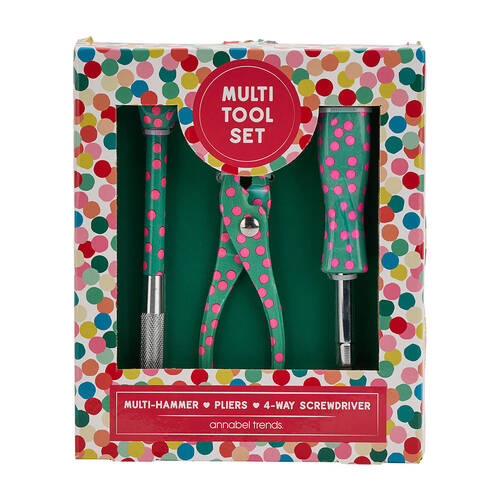 3pc Annabel Trend Multi Tool Plier/Philips Set Confetti - Green