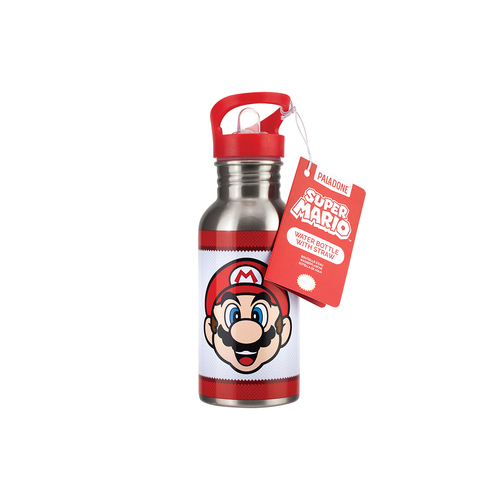 Nintendo Super Mario 480ml Water Bottle w/ Straw S/S Double Walled