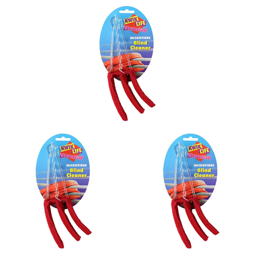 3PK Kwik Life Multi Purpose Microfibre Blind Cleaner - Assorted Colours