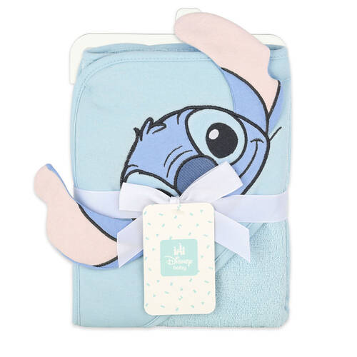 Disney Stitch Baby/Kids Cotton Character Hooded Towel 76x76cm - Blue