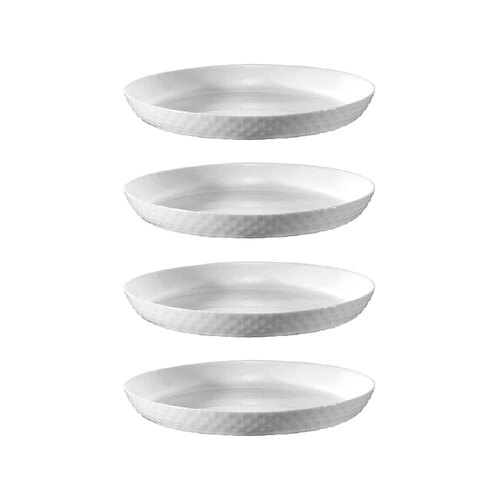 4PK Wiltshire Diamond White Glass Textured Side Plate 19cm