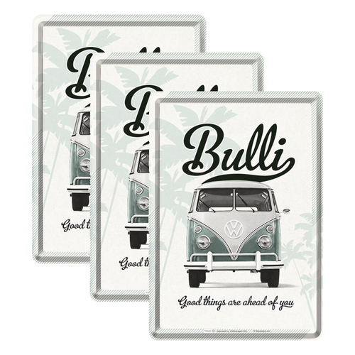 3PK Nostalgic Art Metal Mailing Postcard Volkswagen Good Things Are Ahead Of You 10x14cm