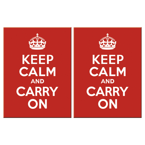 2PK Nostalgic Art Fridge Rectangle Magnet Keep Calm & Carry On 6x8cm