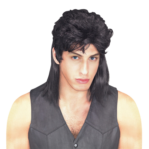 Rubies Mullet Wig Adult Fake Hair Costume Party Accessory Black