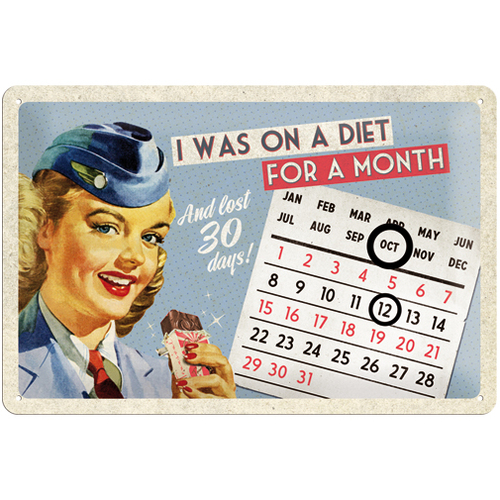 Nostalgic Art 20x30cm Medium Wall Hanging Sign Calendar On a Diet