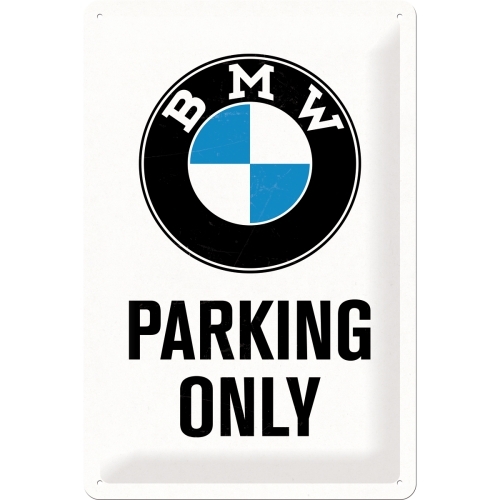 Nostalgic Art 20x30cm Medium Metal Wall Hanging Sign BMW Parking Only White