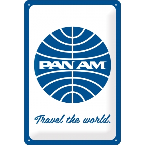 Nostalgic Art 20x30cm Medium Metal Wall Hanging Sign Pan Am Travel The World