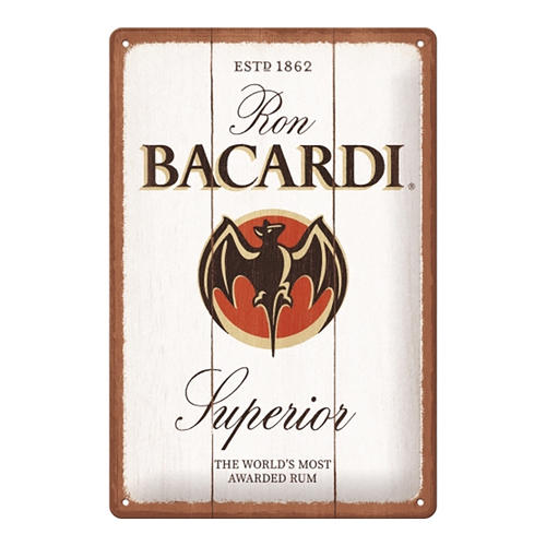 Nostalgic Art 20x30cm Medium Sign Bacardi Superior - White