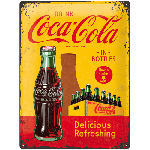 Nostalgic Art Coca-Cola 1960 Logo Refreshing 30x40cm Large Sign Red/Yellow 