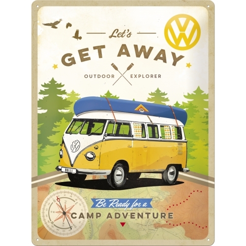 Nostalgic Art VW Bulli Let's Get Away! 30x40cm Large Metal Tin Sign