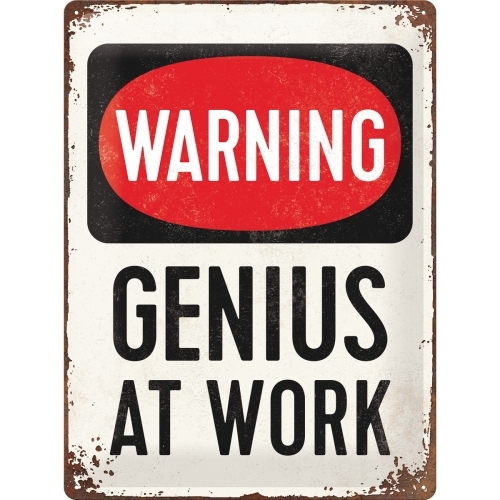 Nostalgic Art Genius At Work 30x40cm Large Metal Sign Home Wall Decor