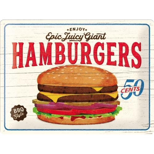 Nostalgic Art Hamburgers 30x40cm Large Metal Tin Sign