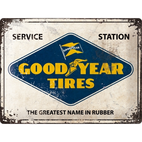 Nostalgic Art Goodyear Logo 30x40cm Large Metal Tin Sign - White