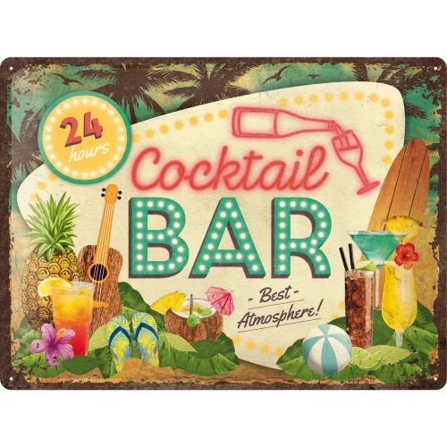 Nostalgic Art Cocktail Bar 30x40cm Large Metal Tin Sign