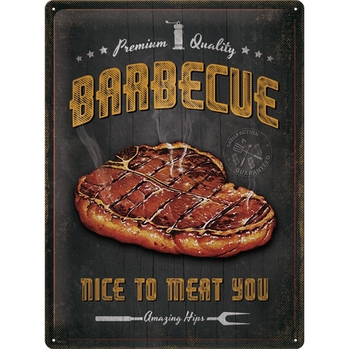 Nostalgic Art BBQ Nice To Meat You 30x40cm Large Metal Tin Sign