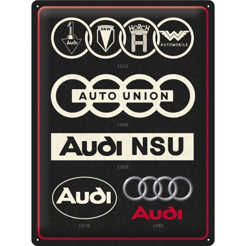 Nostalgic Art Audi Logo Evolution 30x40cm Large Metal Tin Sign