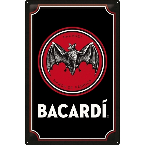 Nostalgic Art XL Sign 40x60cm Wall Hanging Bacardi Logo Black