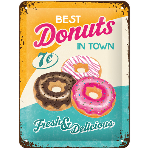 Nostalgic Art 15x20cm Small Wall Hanging Metal Sign Donuts