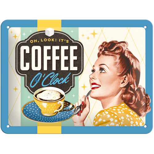 Nostalgic Art 15x20cm Small Wall Hanging Metal Sign Coffee O'Clock