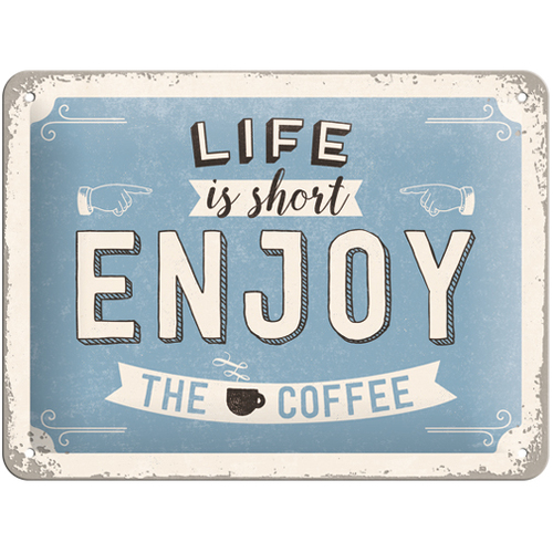 Nostalgic Art 15x20cm Small Wall Hanging Metal Sign Enjoy the Coffee