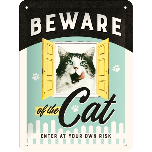 Nostalgic Art 15x20cm Small Wall Hanging Metal Sign Beware of the Cat