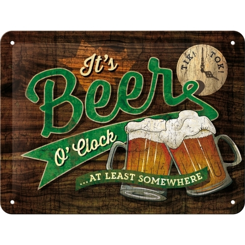 Nostalgic Art 15x20cm Small Wall Hanging Metal Sign Beer O'Clock Glasses