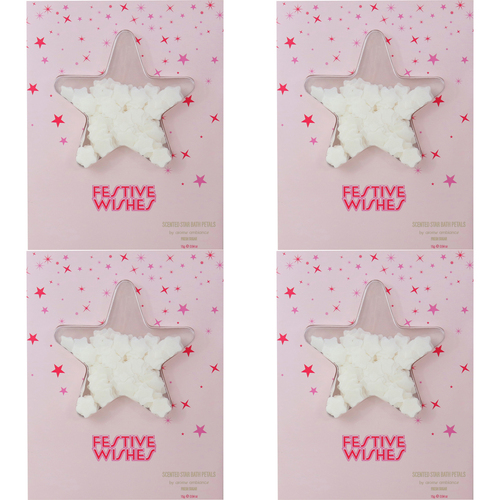 4PK Arome Ambiance Christmas Cheer Scented Star Bath Petals Card Fresh Sugar