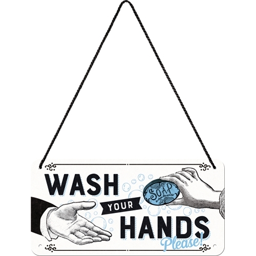 Nostalgic Art Metal 10x20cm Hanging SignWash Your Hands