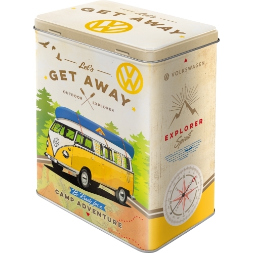 Nostalgic Art 20cm/3L Tin Box Metal Storage VW Bulli Let's Get Away Large