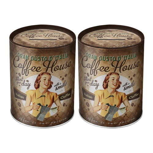 2PK Nostalgic Art 10x12cm Money Metal Box Coffee Fund 