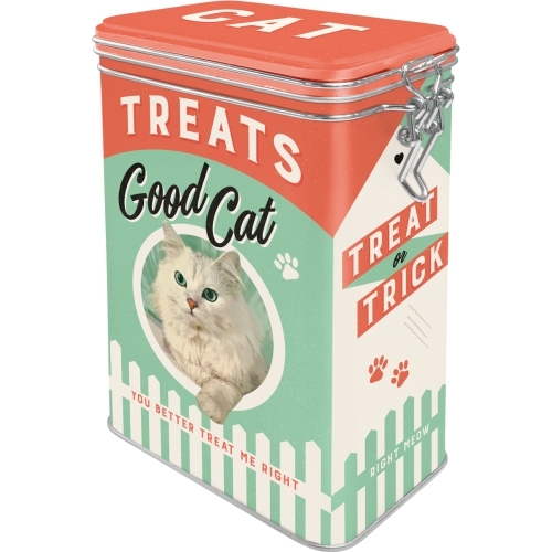 Nostalgic Art 17.5cm/1.3L Clip Top Tin Storage Cat Treats