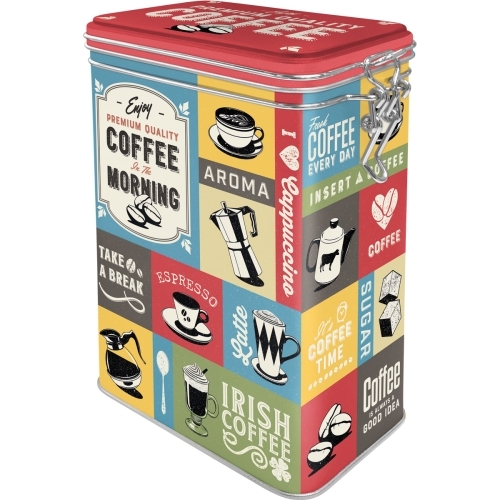 Nostalgic Art 17.5cm/1.3L Clip Top Tin Storage Coffee Collage