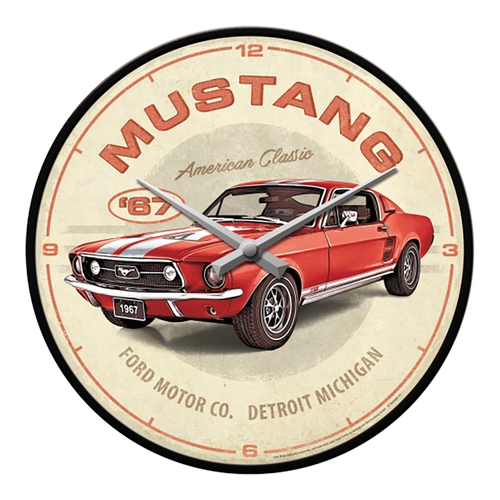 Nostalgic Art 30cm Wall Clock Ford Mustang GT 1967 - Red