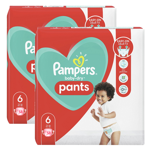 2x 58pc Pampers Baby-Dry Nappies Diapers Size 6 15+ kgs