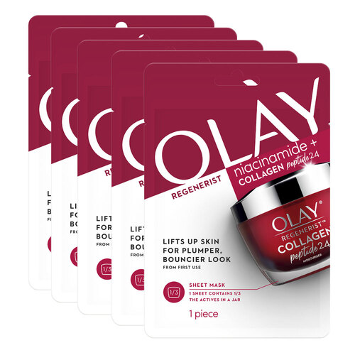 5PK Olay Regenerist Sheet Mask Niacinamide + Collagen Peptide 24