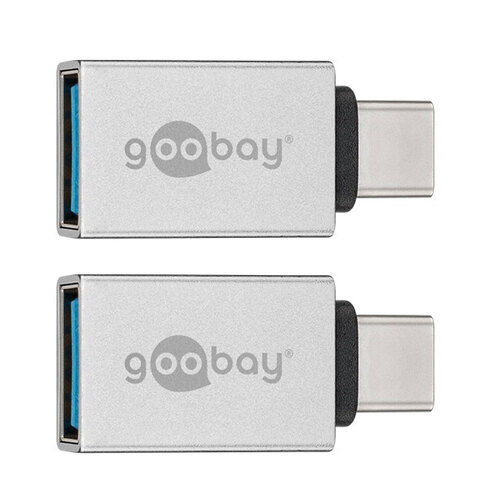 2x Goobay USB-C Male to USB-A 3.0 Female Cable Connector - Silver