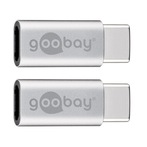 2x Goobay USB-C Male to USB 2.0 Micro Type B Female Adapter - Silver