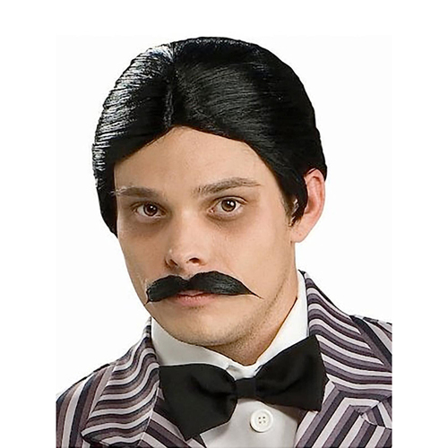 Adams Family Gomez Wig & Moustache Set Adult Costume Accessory Black