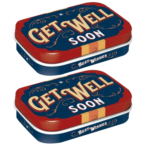 2PK Nostalgic Art 6cm Mint Tin Box Get Well Soon Fresh Breath Hard Candy Mints