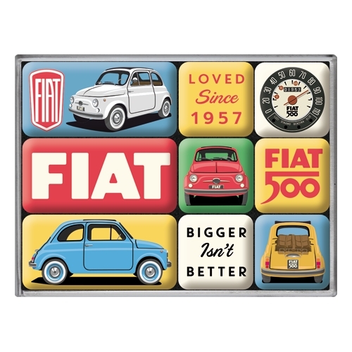 9pc Nostalgic Art FIAT 2.2cm/4.5cm Magnet Set Decor