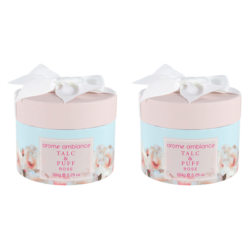 2PK Arome Ambiance Nature Fresh Bath Powder Talc & Puff Rose