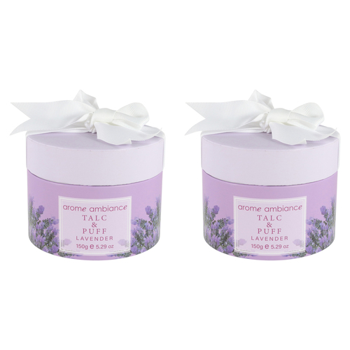 2PK Arome Ambiance Nature Fresh Bath Powder Talc & Puff Lavender