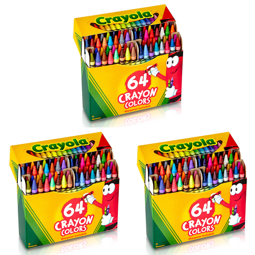 3PK 64 Crayola Crayon Box w/ Sharpener 3y+