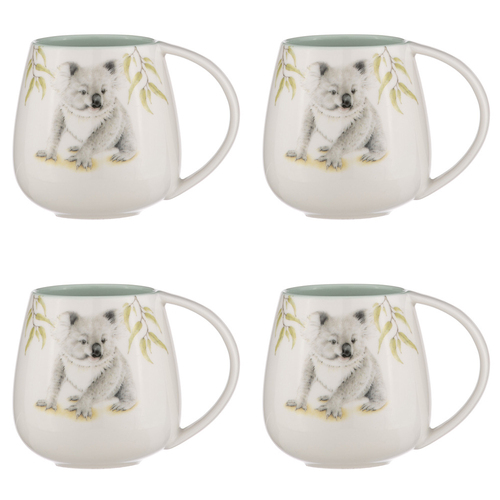 4PK Ashdene Bush Buddies Koala Snuggle 500ml Mug - White