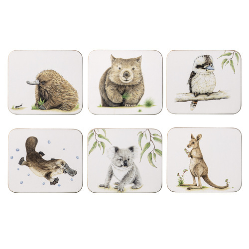 6PK Ashdene Bush Buddies 11x9.5cm Square Cork Coaster