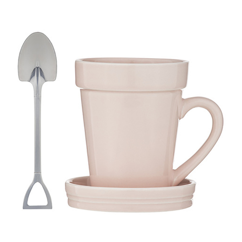 Ashdene Flowerpot Dusty Rose Drinking Mug 500ml Set w/Coaster/Spoon