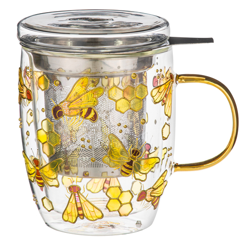 3pc Ashdene Natures Keepers 350ml Double Walled Mug w/ Infuser - Bee